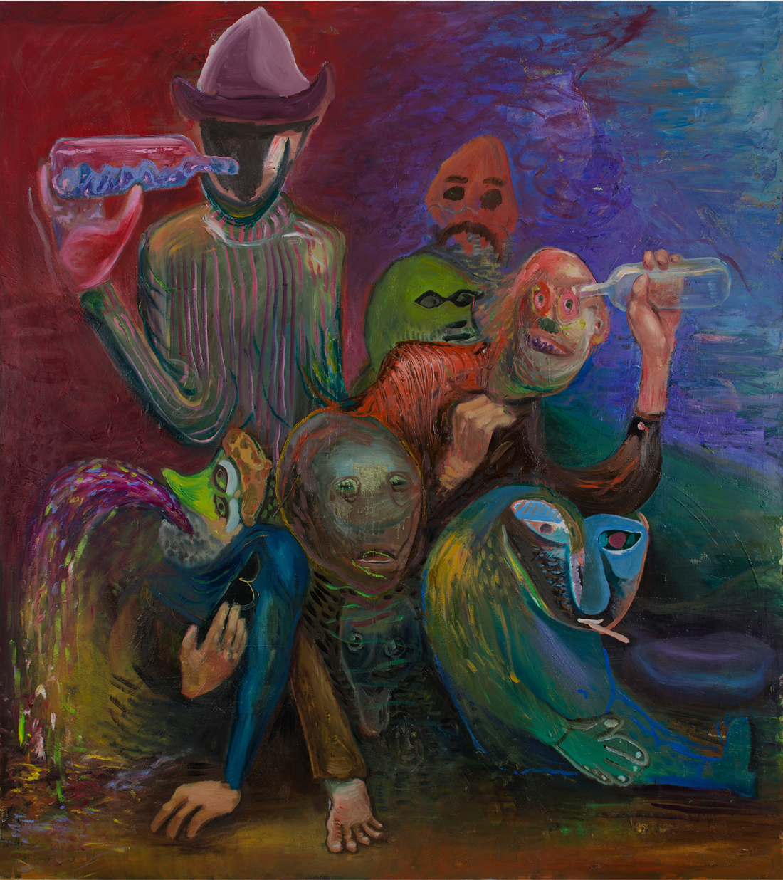 Obraz Pawła Śliwińskiego 'BUMS' (2013) OIL, SAND, GLITTER ON CANVAS 190 X 170 CM